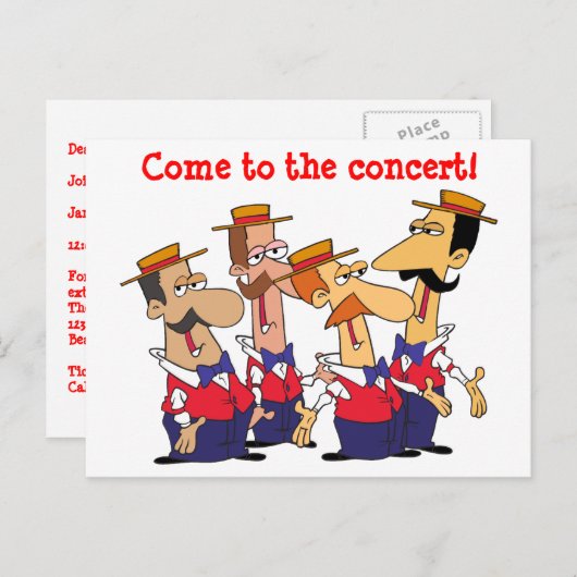 Concertuitnodiging personaliseren uitnodiging briefkaart (Voorkant / Achterkant)