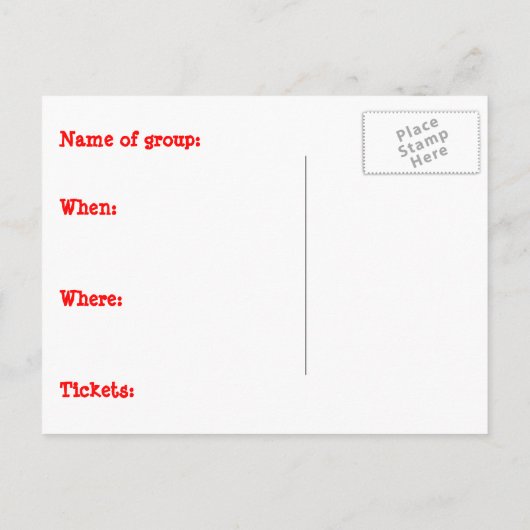 Concertuitnodiging Uitnodiging Briefkaart (Achterkant)