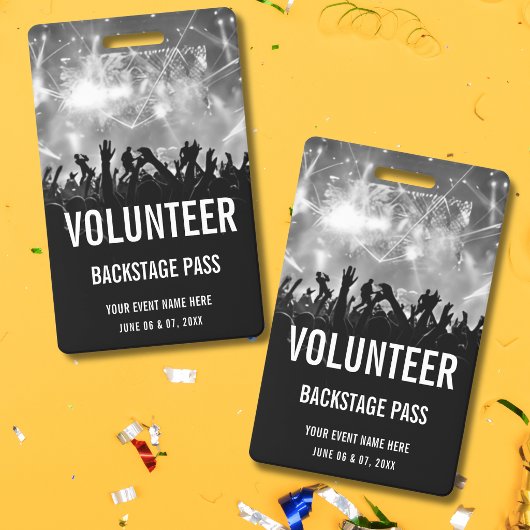 Concertvrijwilliger All Access Pas Zwart Wit Badge