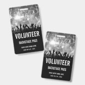 Concertvrijwilliger All Access Pas Zwart Wit Badge (Voor- en achterkant)