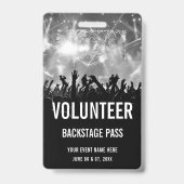Concertvrijwilliger All Access Pas Zwart Wit Badge (Achterkant)
