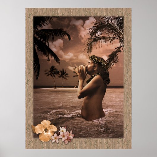 Conch Blowing Poster zonder lijst (Voorkant)