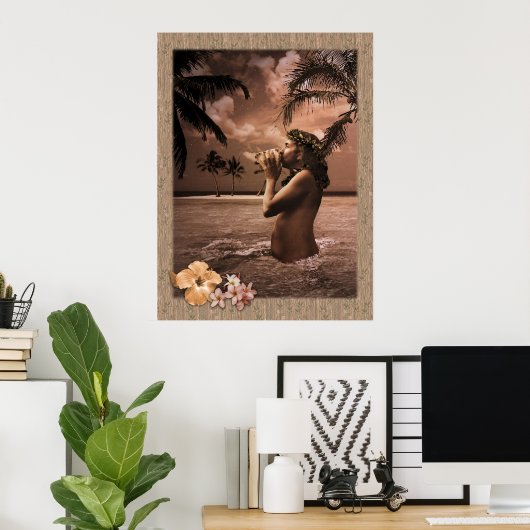 Conch Blowing Poster zonder lijst (Thuiskantoor)