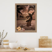 Conch Blowing Poster zonder lijst (Keuken)