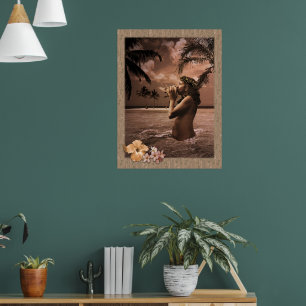 Conch Blowing Poster zonder lijst