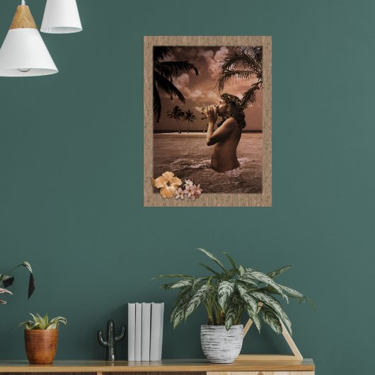 Conch Blowing Poster zonder lijst (Woonkamer 1)