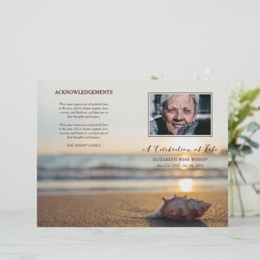 Conch on Beach Celebration of Life Funeral Program (Staand voorkant)