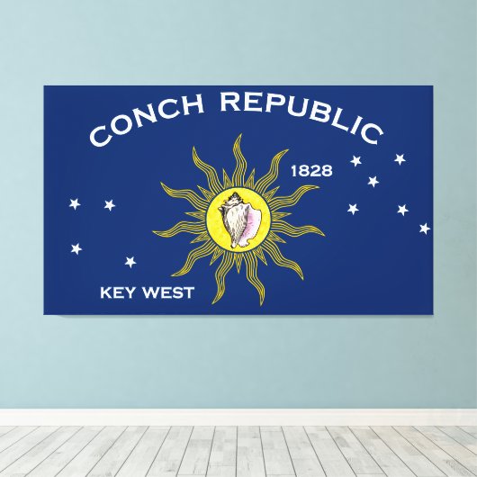 Conch Republic Flag Key West Florida Canvas Afdruk (Insitu (Houten vloer))