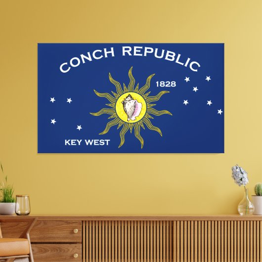 Conch Republic Flag Key West Florida Canvas Afdruk (Insitu (Woonkamer))