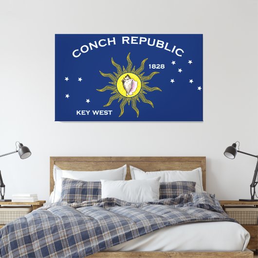 Conch Republic Flag Key West Florida Canvas Afdruk (Insitu (Slaapkamer))