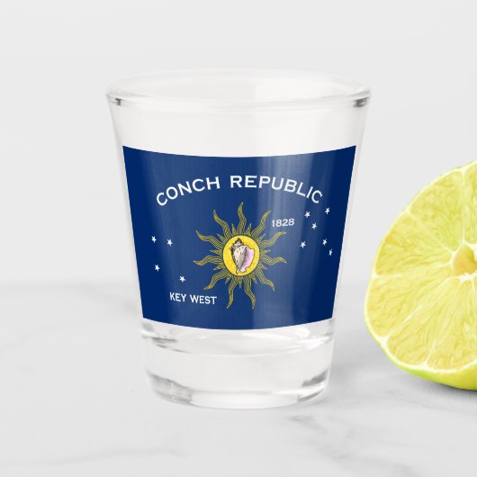 Conch Republic Flag Key West Florida Shot Glas (Voorkant)