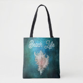 Conch Schelp "Strandleven" Tote Bag (Voorkant)