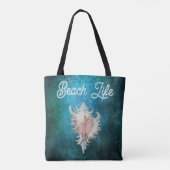 Conch Schelp "Strandleven" Tote Bag (Achterkant)