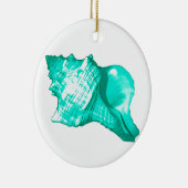 Conch schets - turquoise, wit en aqua keramisch ornament (Rechts)