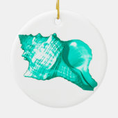Conch schets - turquoise, wit en aqua keramisch ornament (Achterkant)