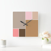 Conch Seashell-kleurenblokken Vierkante Klok (Huis)