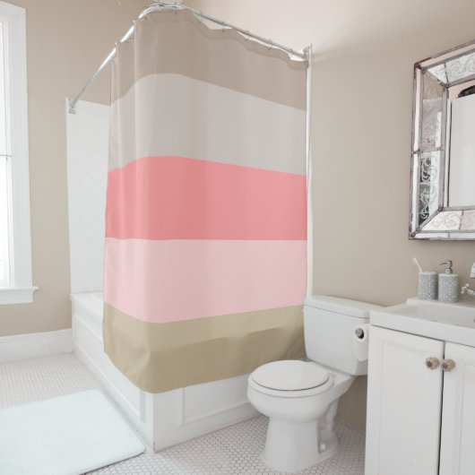 Conch Seashell Stripe kleuren Douchegordijn (In situ)