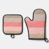 Conch Seashell Stripe kleuren Ovenwant & Pannenlap Set (Voorkant)