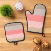 Conch Seashell Stripe kleuren Ovenwant & Pannenlap Set (Top down)