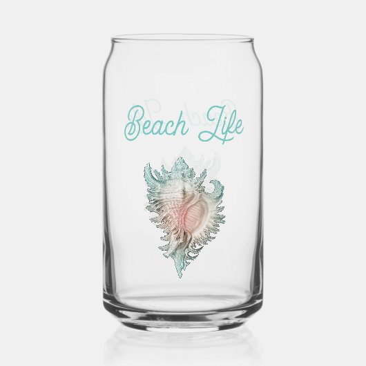 Conch Shell "Beach Life" Blikvorm Glas (Achterkant)