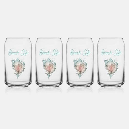 Conch Shell "Beach Life" Blikvorm Glas (Achterkant)