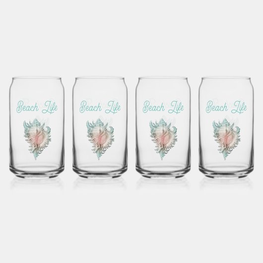 Conch Shell "Beach Life" Blikvorm Glas (Voorkant)