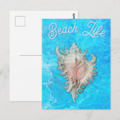 Conch Shell "Beach Life" Briefkaart (Voorkant / Achterkant)