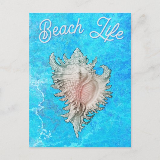Conch Shell "Beach Life" Briefkaart (Voorkant)
