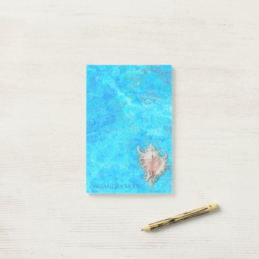 Conch Shell "Beach Life" gepersonaliseerd Post-it® Notes (Op bureau)