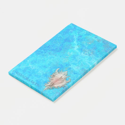 Conch Shell "Beach Life" gepersonaliseerd Post-it® Notes (Schuin)