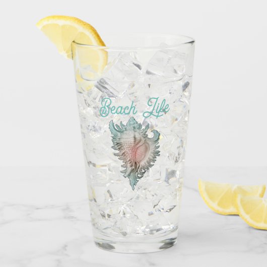 Conch Shell "Beach Life" Glas (Voorkant ijs)