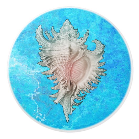 Conch Shell "Beach Life" Keramische Knop (Voorkant)