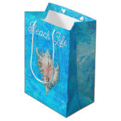 Conch Shell "Beach Life" Medium Cadeauzakje (Voorkant Gekanteld)