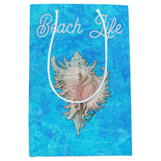 Conch Shell "Beach Life" Medium Cadeauzakje (Voorkant)