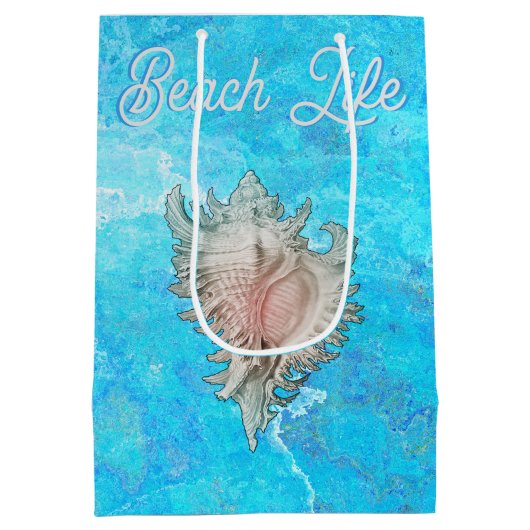 Conch Shell "Beach Life" Medium Cadeauzakje (Achterkant)