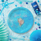 Conch Shell "Beach Life"  Papieren Bordje (Feest)