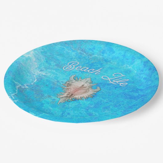 Conch Shell "Beach Life" Papieren Bordje (Gekanteld)