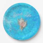 Conch Shell "Beach Life"  Papieren Bordje (Voorkant)