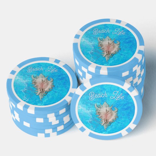 Conch Shell "Beach Life" Poker Chips (Opstapeling)