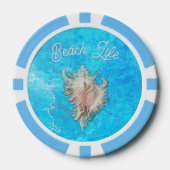 Conch Shell "Beach Life" Poker Chips (Voorkant)
