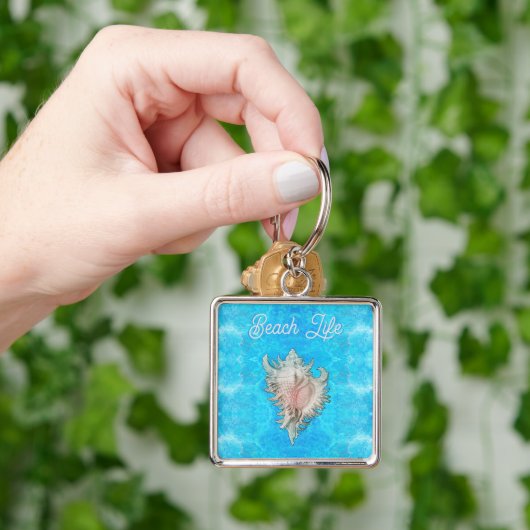 Conch Shell "Beach Life" Sleutelhanger (Hand)