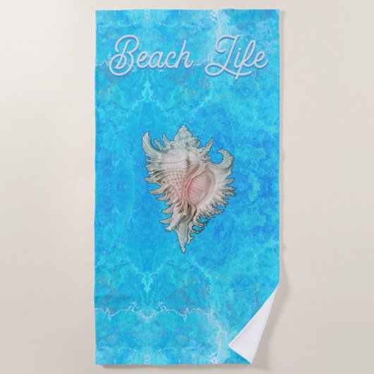 Conch Shell "Beach Life" Strandlaken (Voorkant)