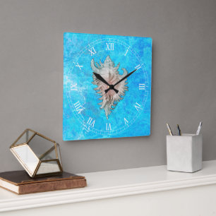 Conch Shell "Beach Life" Vierkante Klok