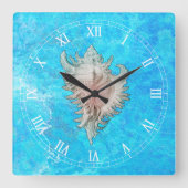 Conch Shell "Beach Life" Vierkante Klok (Voorkant)