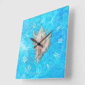 Conch Shell "Beach Life" Vierkante Klok (Hoek)