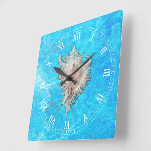 Conch Shell "Beach Life" Vierkante Klok (Hoek)