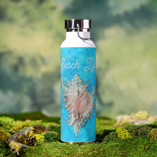 Conch Shell "Beach Life" Waterfles (Buiten)