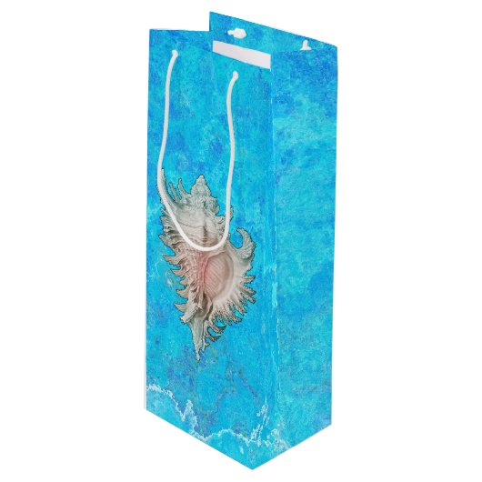Conch Shell "Beach Life" Wijn Cadeautas (Voorkant Gekanteld)