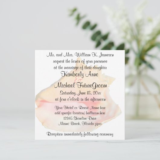 Conch Shell Beach Theme Weddenschap Kaart (Staand voorkant)