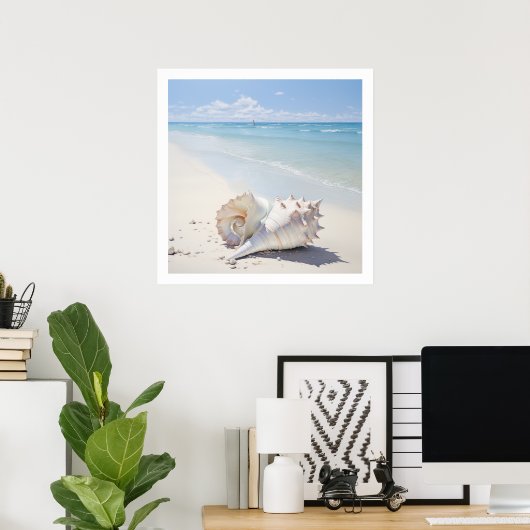 Conch shell bij het strand poster (Thuiskantoor)